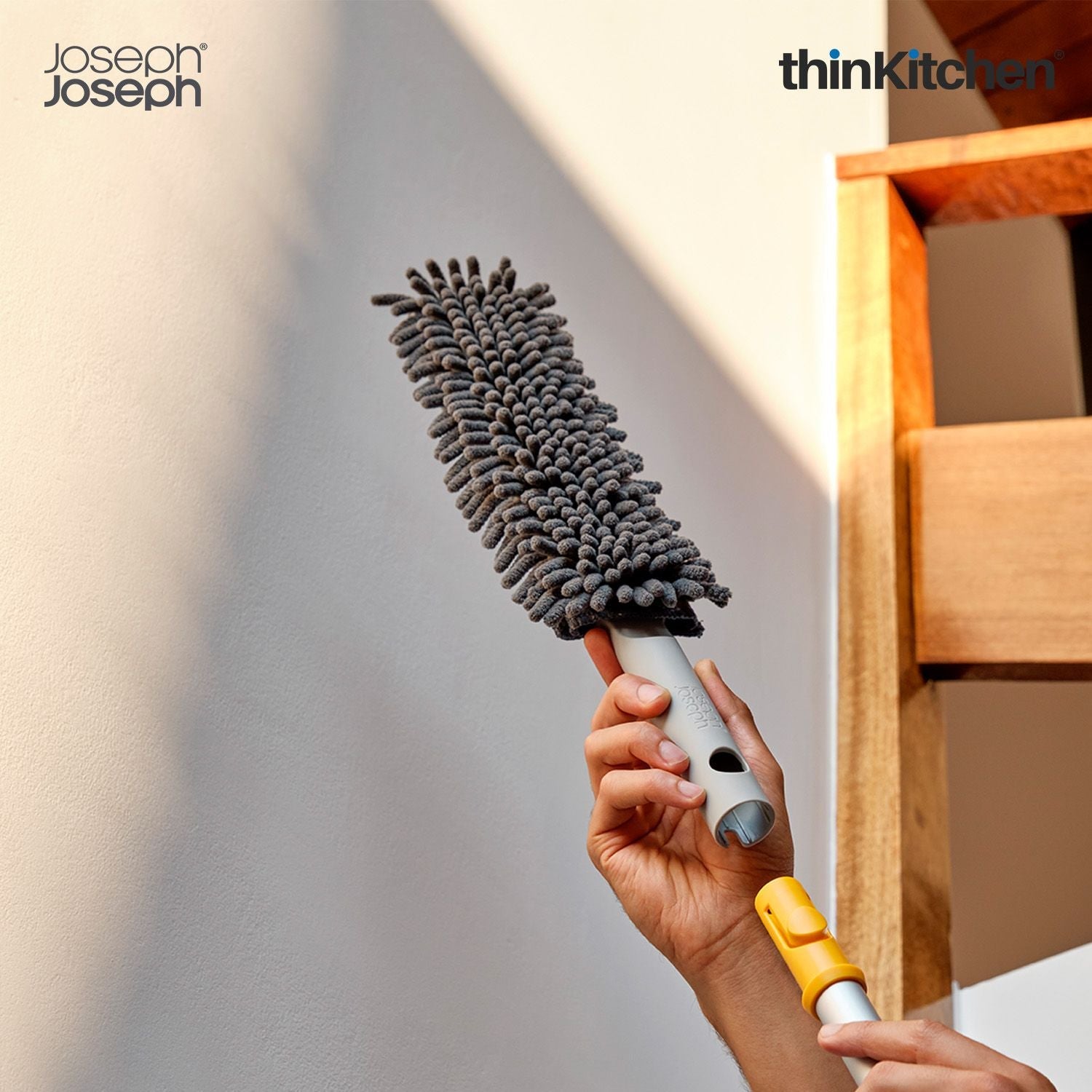 Joseph Joseph CleanTech 3-in-1 Duster with Storage Sheath and Duster Head Cleaning Tool, Light Stone - 2