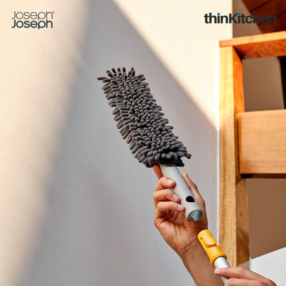 Joseph Joseph CleanTech 3-in-1 Duster with Storage Sheath and Duster Head Cleaning Tool, Light Stone