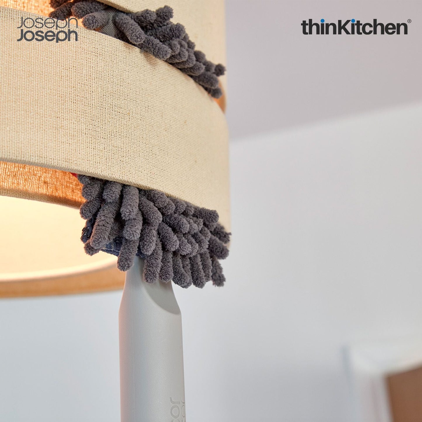 Joseph Joseph CleanTech 3-in-1 Duster with Storage Sheath and Duster Head Cleaning Tool, Light Stone