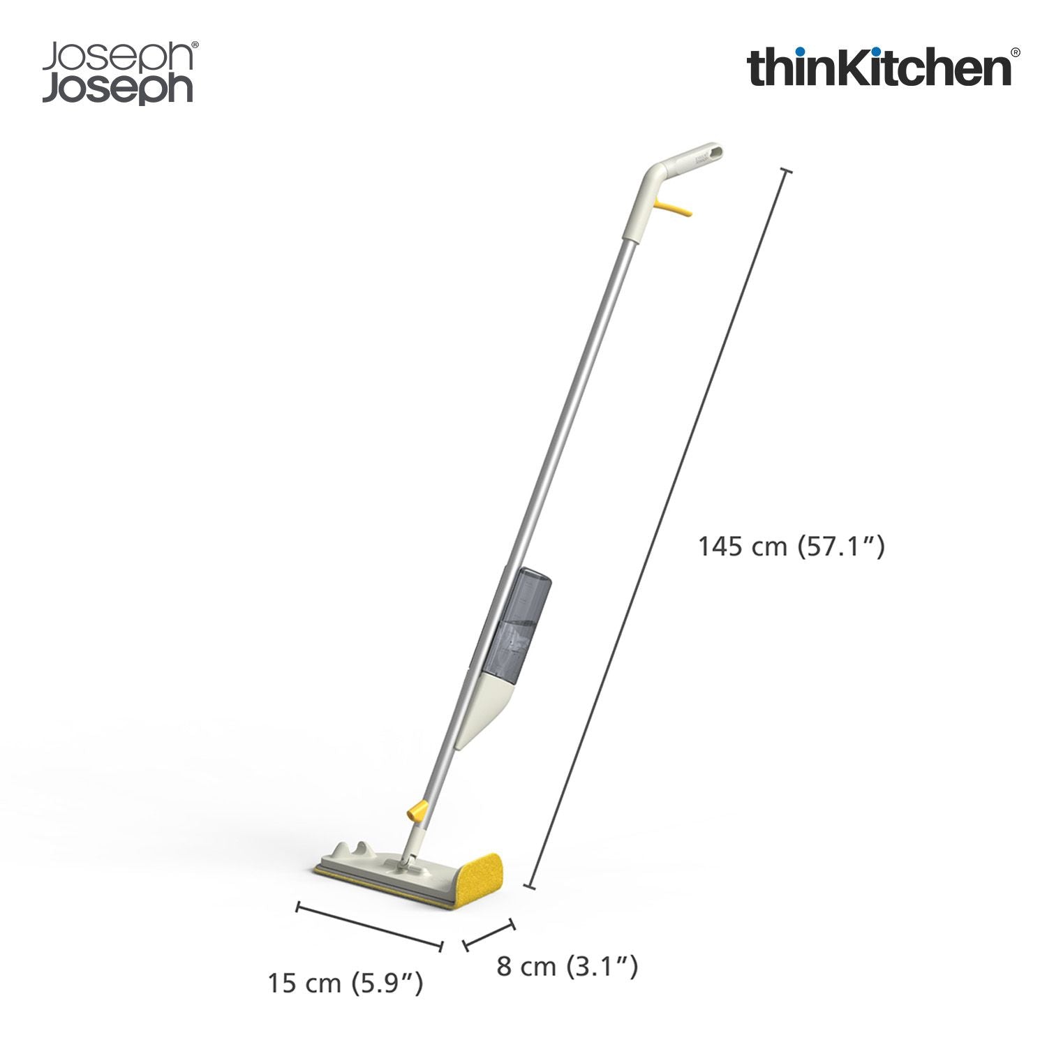 Joseph Joseph CleanTech 2-in-1 Spray Mop with Washable Microfibre Cleaning Pad, Spot-Cleaning Scrubber, Easy-Pull Trigger, Refillable Bottle, Light Stone - 13