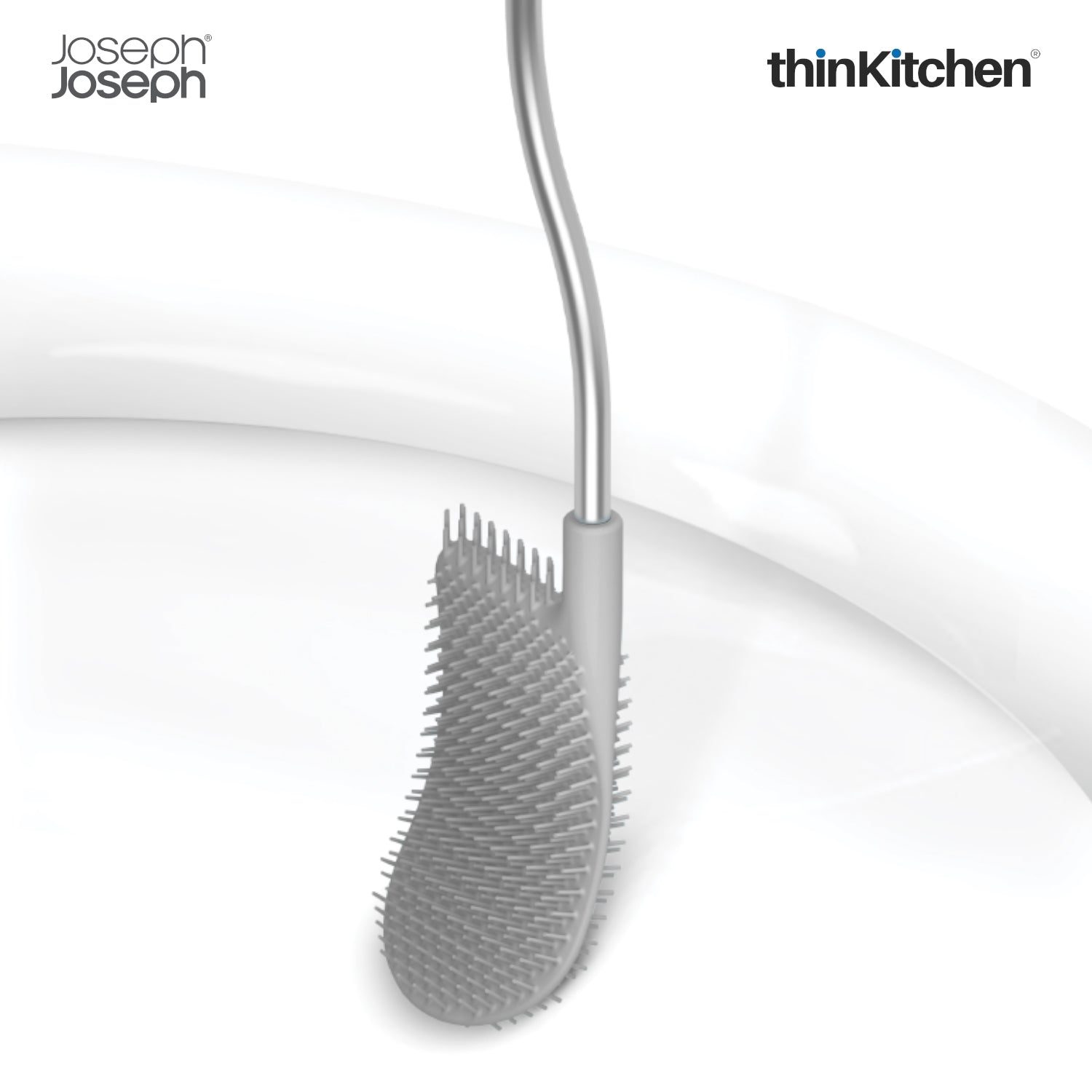 Joseph Joseph Flex™ Steel Toilet Brush with Slimline Stainless Steel Holder – Hygienic, Anti-Clog & Anti-Drip Loo Brush and Holder - 9
