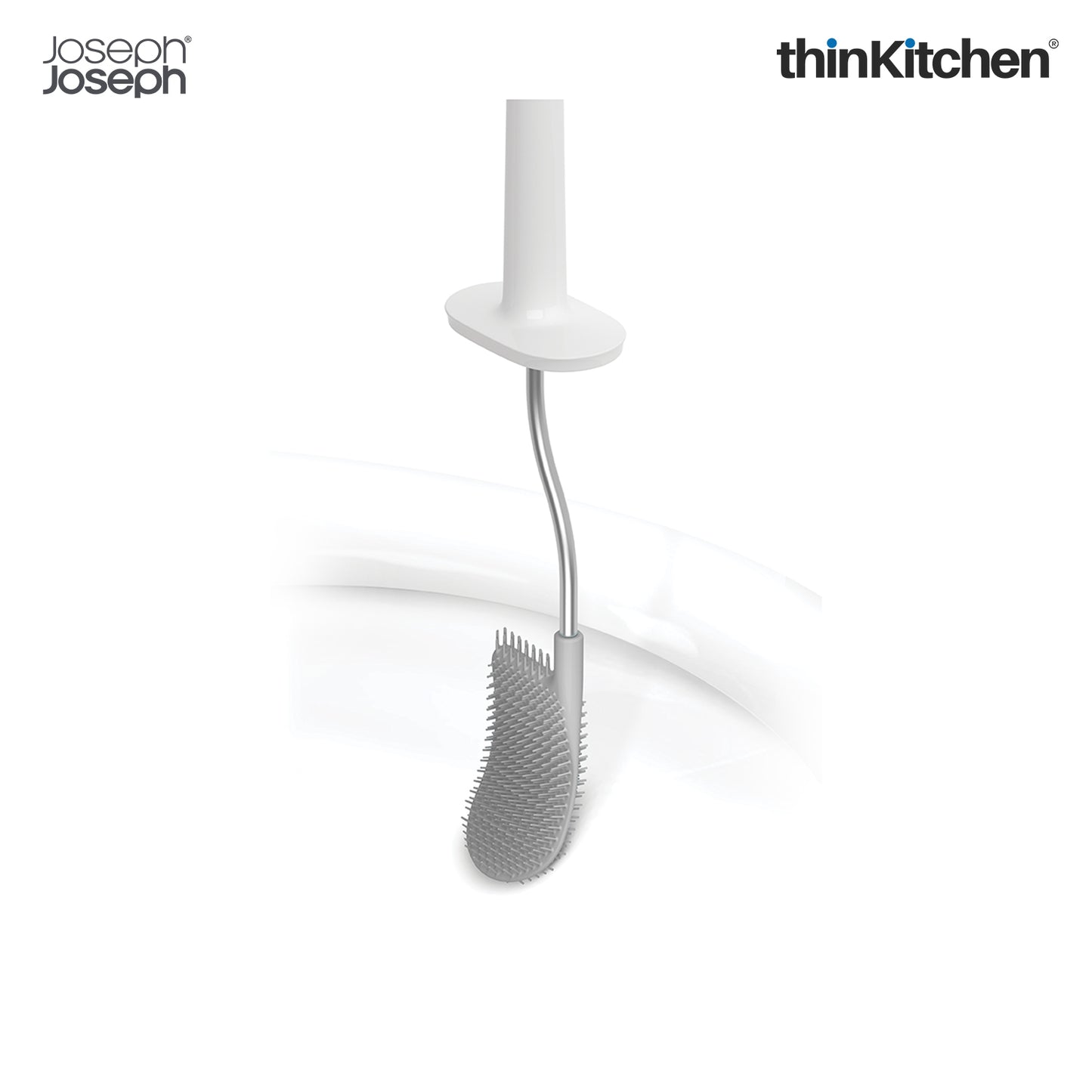 Joseph Joseph Flex™ Steel Toilet Brush with Slimline Stainless Steel Holder – Hygienic, Anti-Clog & Anti-Drip Loo Brush and Holder