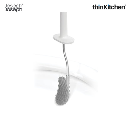 Joseph Joseph Flex™ Steel Toilet Brush with Slimline Stainless Steel Holder – Hygienic, Anti-Clog & Anti-Drip Loo Brush and Holder