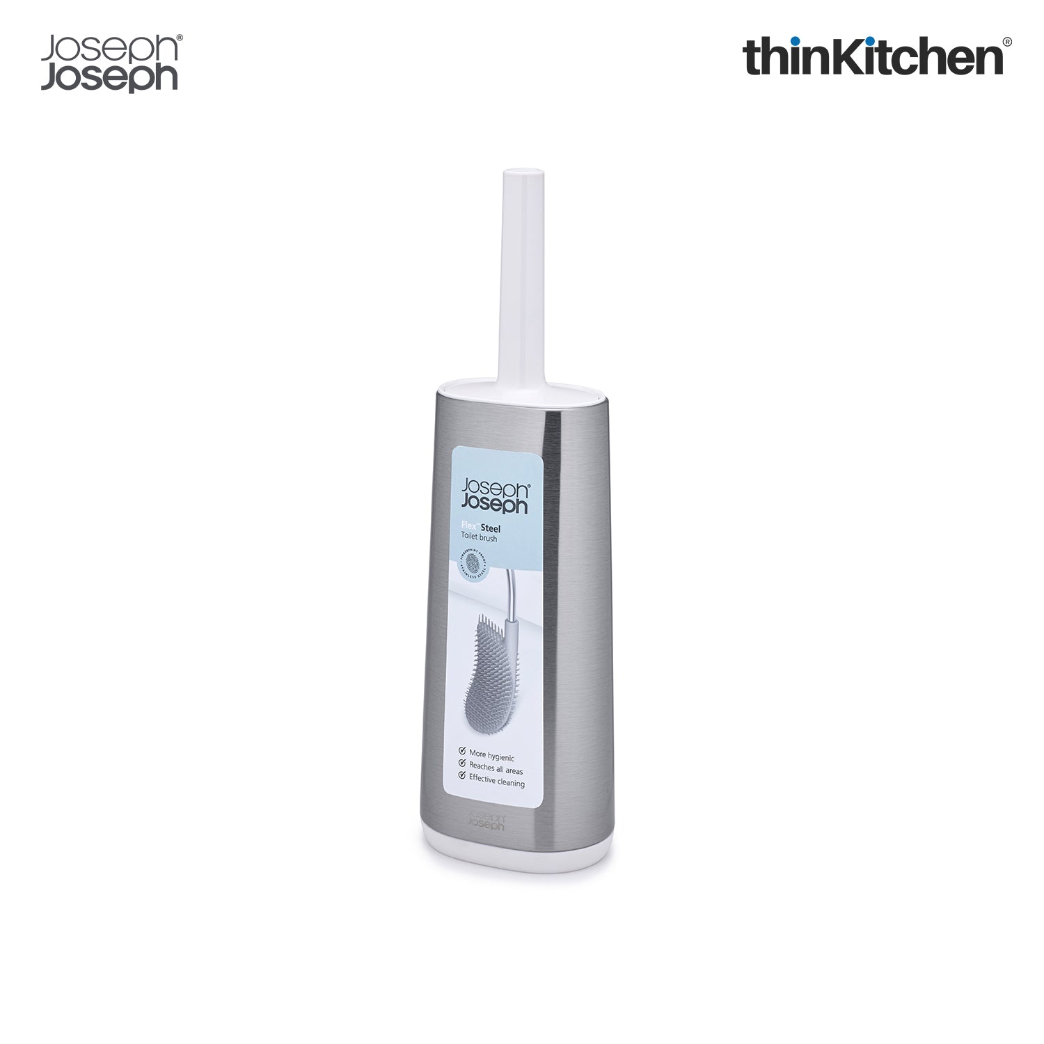 Joseph Joseph Flex™ Steel Toilet Brush with Slimline Stainless Steel Holder – Hygienic, Anti-Clog & Anti-Drip Loo Brush and Holder - 17