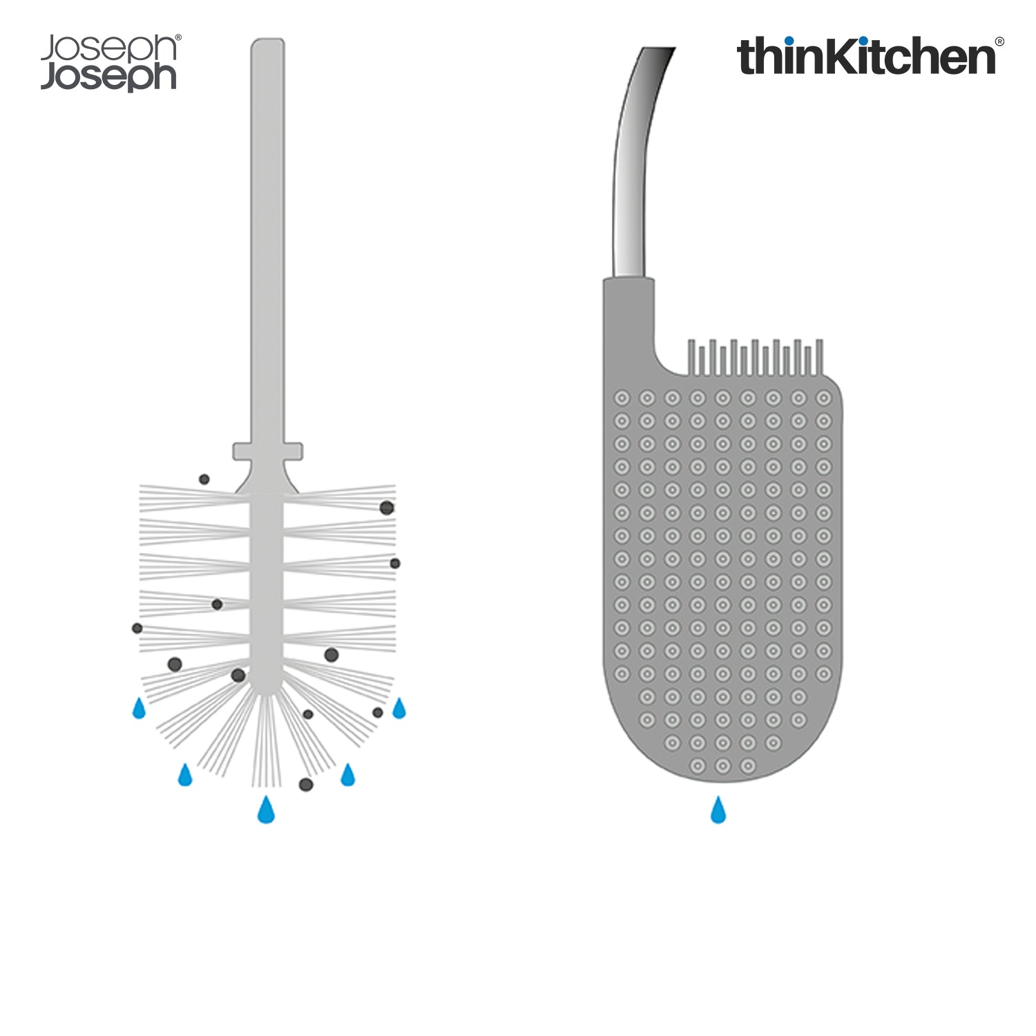 Joseph Joseph Flex™ Steel Toilet Brush with Slimline Stainless Steel Holder – Hygienic, Anti-Clog & Anti-Drip Loo Brush and Holder - 18