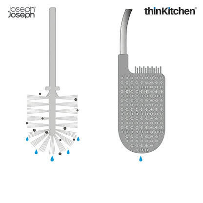 Joseph Joseph Flex™ Steel Toilet Brush with Slimline Stainless Steel Holder – Hygienic, Anti-Clog & Anti-Drip Loo Brush and Holder
