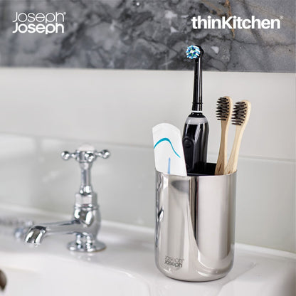 Joseph Joseph EasyStore Luxe Quick-drain Stainless-steel: Soap Dish x Toothbrush Caddy Combo set