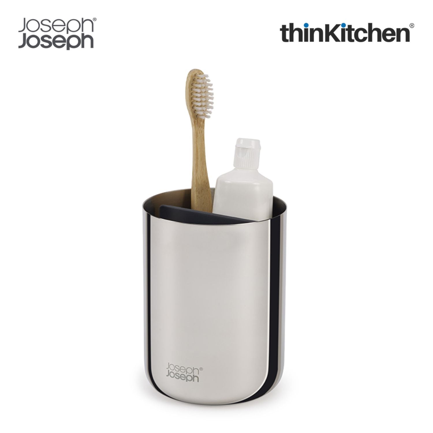 Joseph Joseph EasyStore Luxe Quick-drain Stainless-steel: Soap Dish x Toothbrush Caddy Combo set - 12