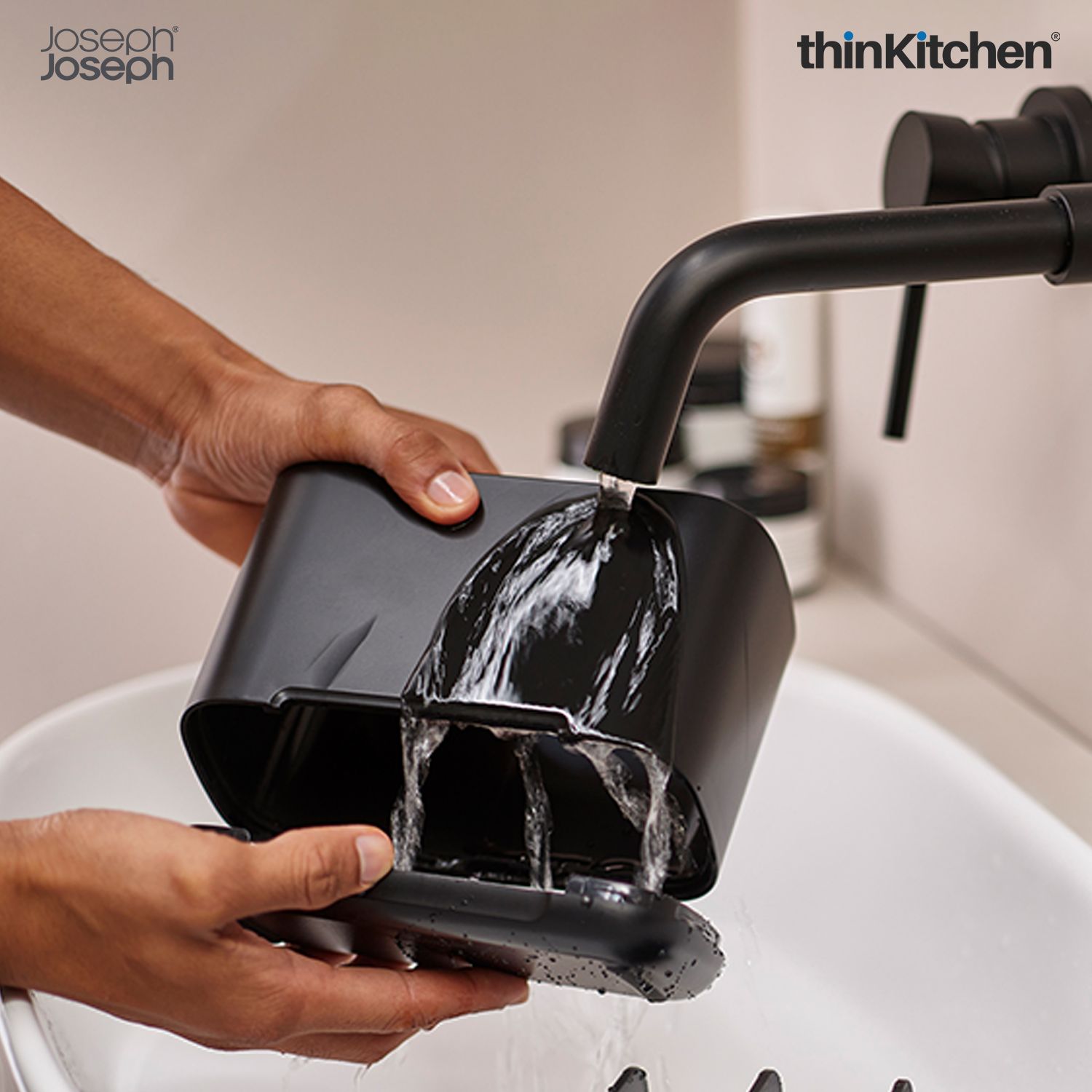 Joseph Joseph EasyStore Large Toothbrush Caddy with Matt Black Finish - 1