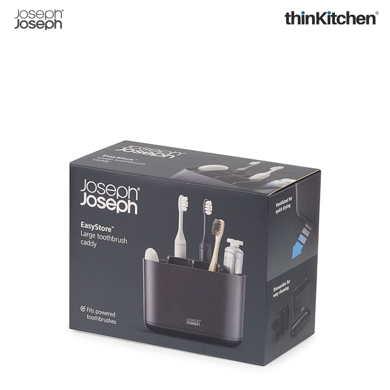 Joseph Joseph EasyStore Large Toothbrush Caddy with Matt Black Finish - 8