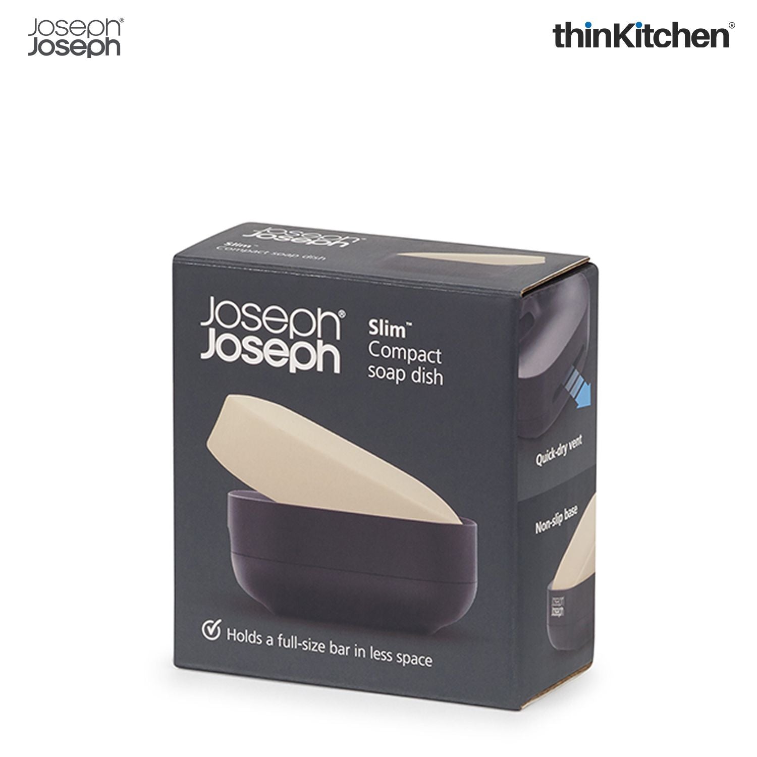 Joseph Joseph Slim Compact Soap Dish with Matt Black Finish - 12