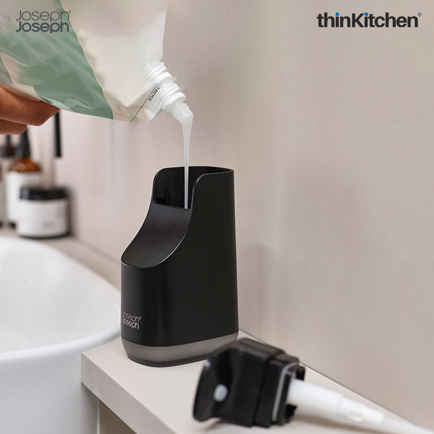 Joseph Joseph Slim Compact Soap Pump with Matt Black Finish - 1