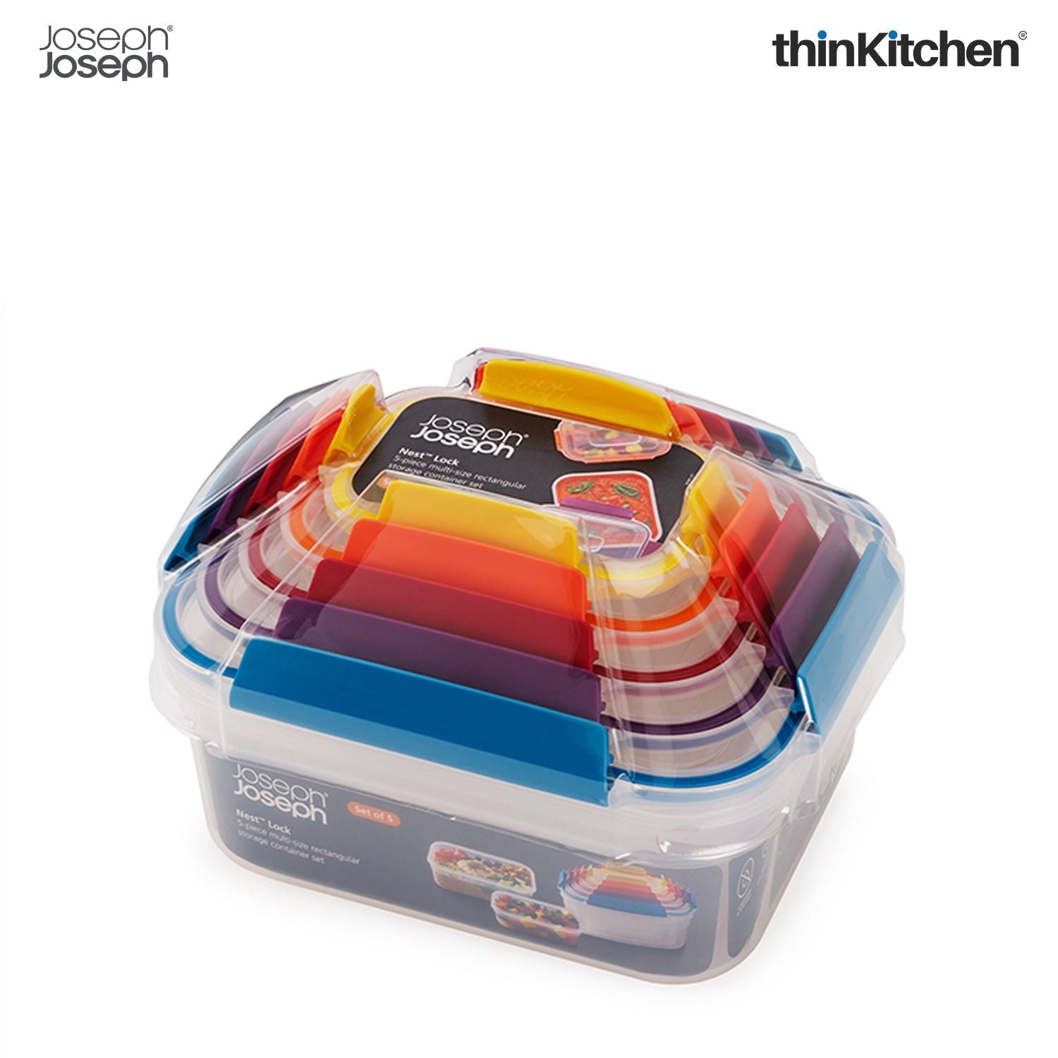 Joseph Joseph Nestâ„¢ Lock Rectangular 5-piece multi-size storage  container set - 6