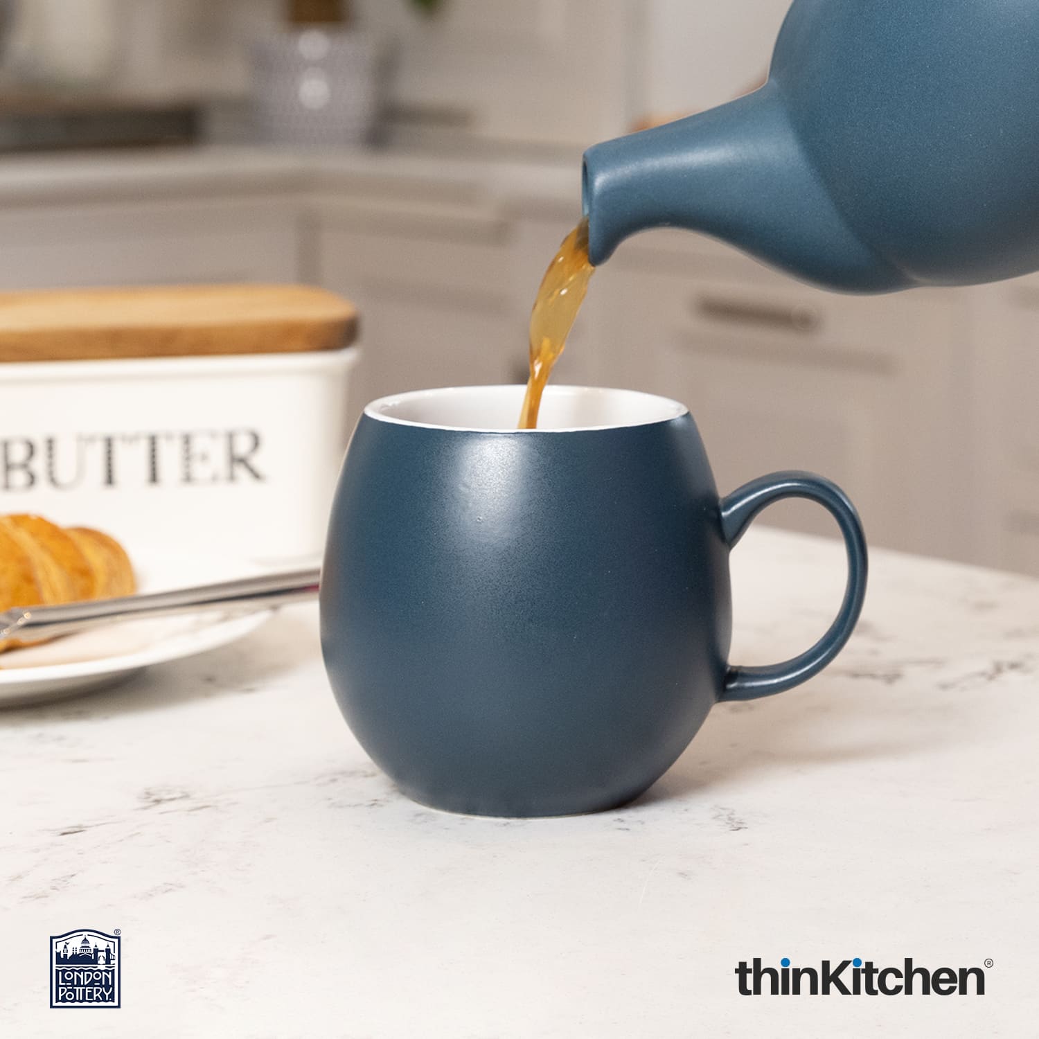 London Pottery London Pottery Pebble London Pottery Ceramic Pebble Mug, Slate Blue, Tagged - 3