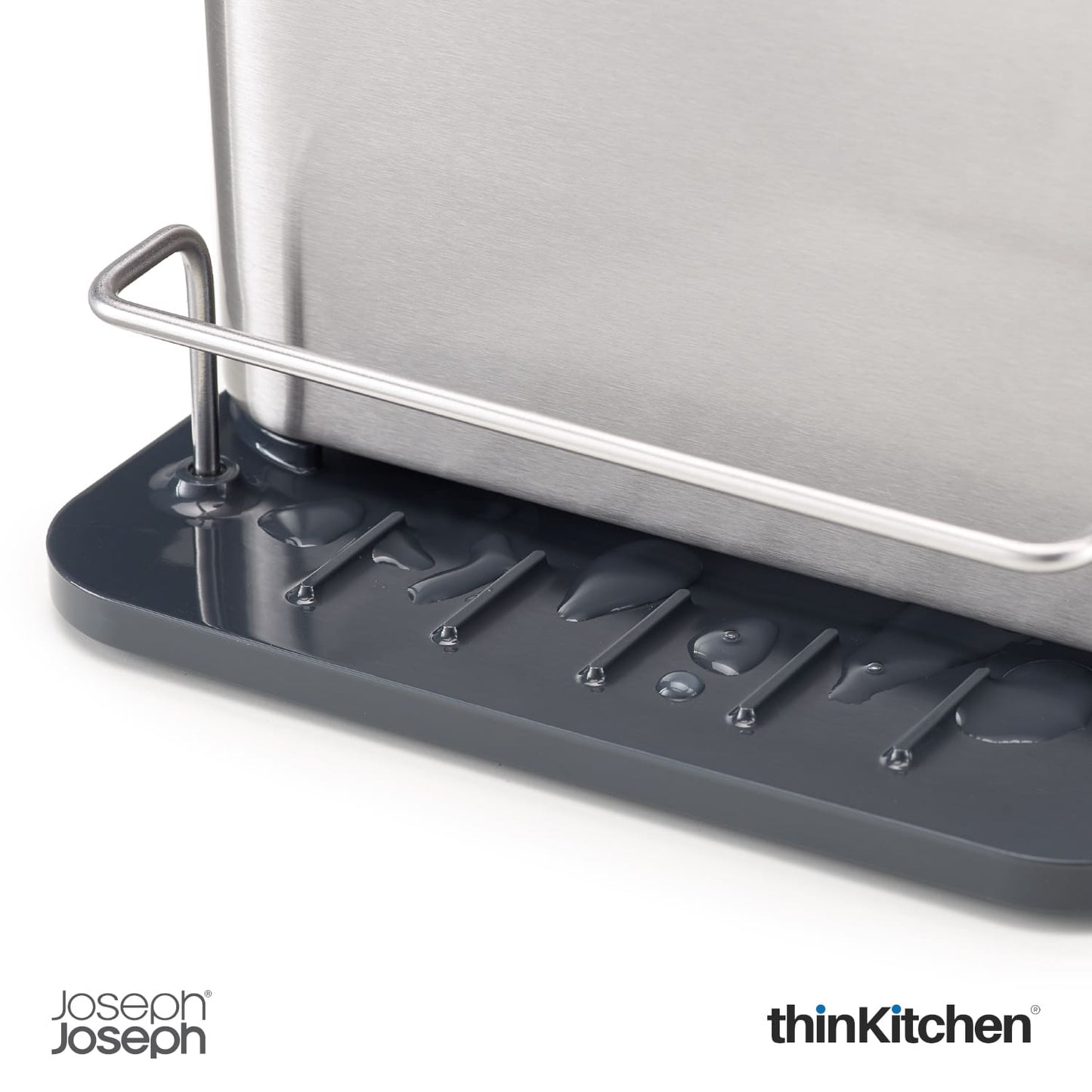 Joseph Joseph Kitchen Sink Caddy With Sponge Holder – Grey | Compact Sink Organiser With Drainage & Cloth Rail | Kitchen Sink Tidy