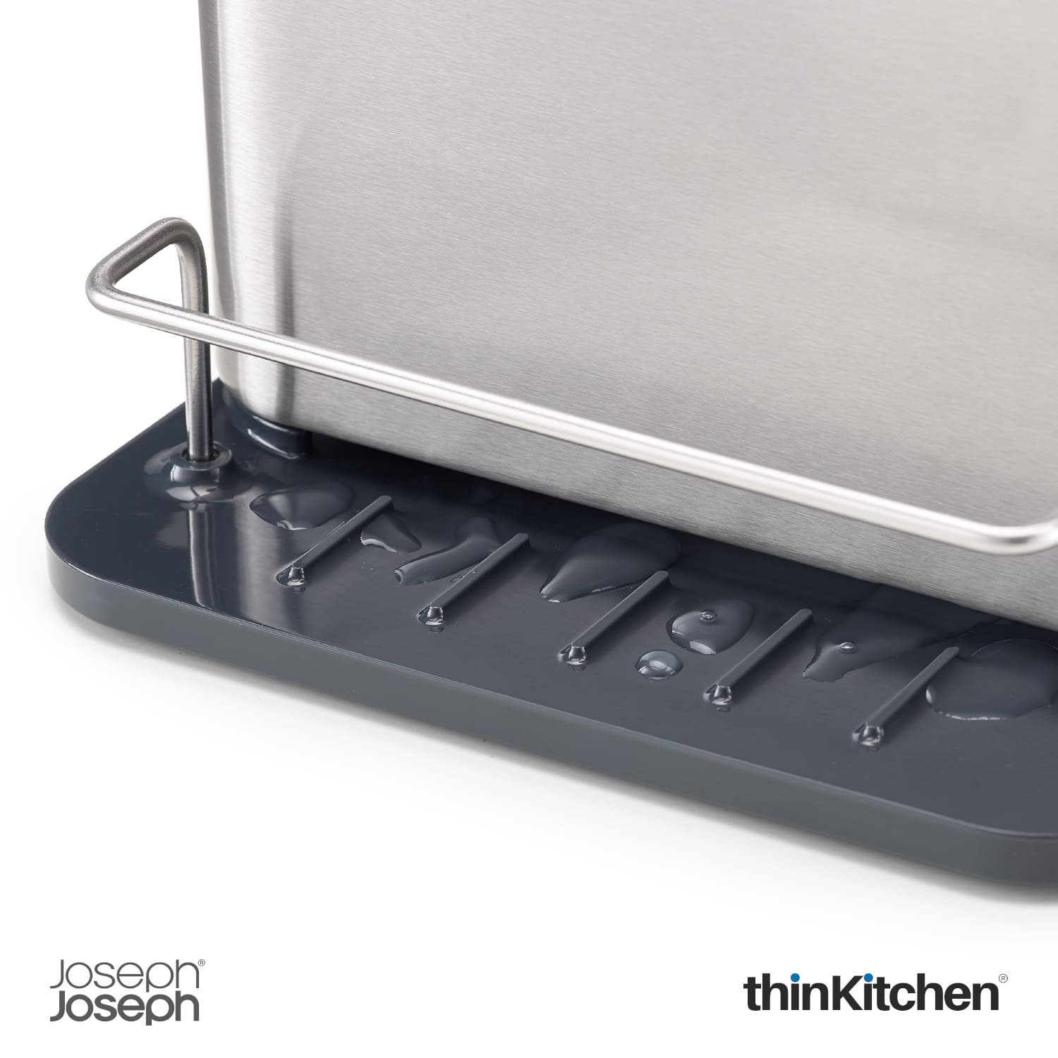 Joseph Joseph Kitchen Sink Caddy With Sponge Holder – Grey | Compact Sink Organiser With Drainage & Cloth Rail | Kitchen Sink Tidy - 2