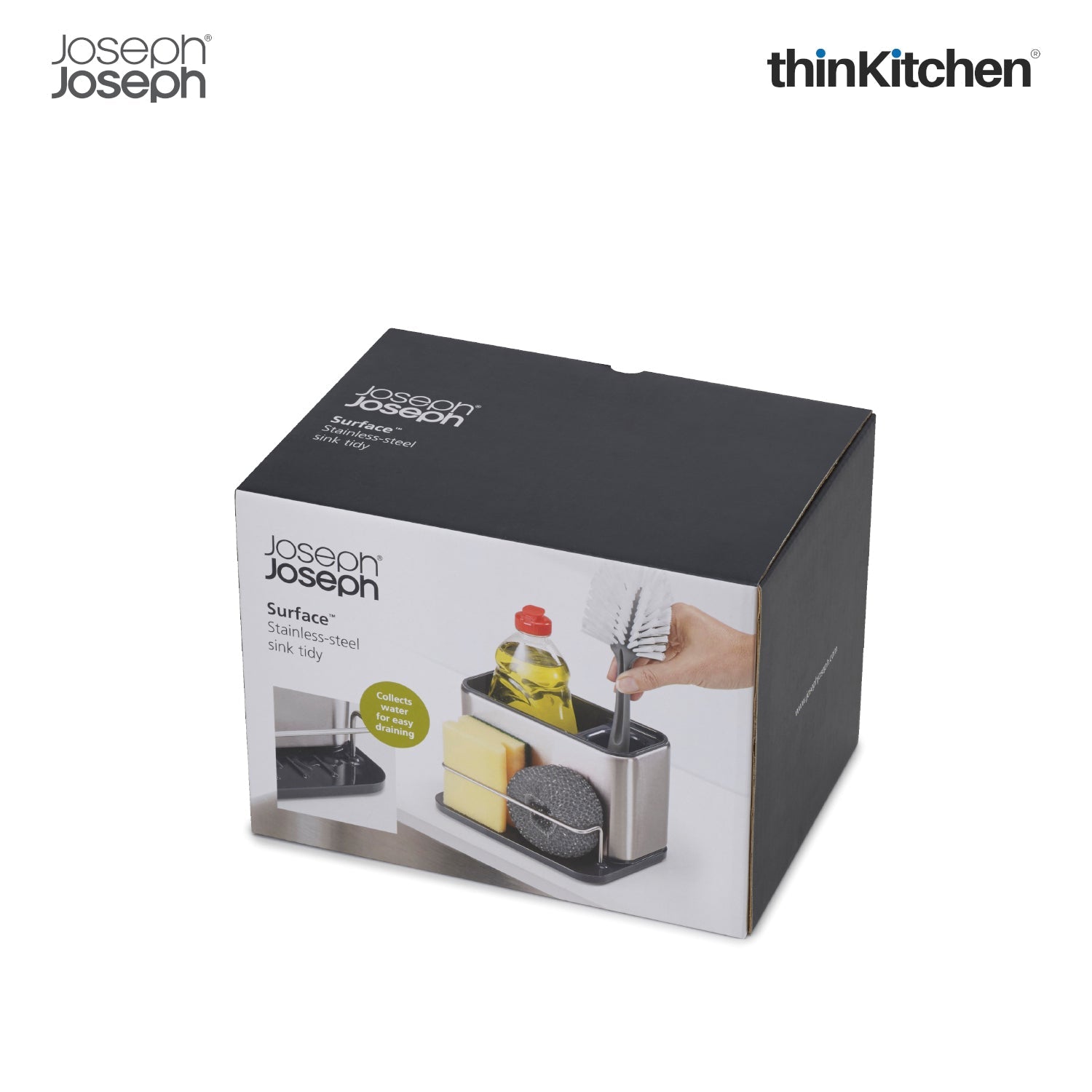 Joseph Joseph Kitchen Sink Caddy With Sponge Holder – Grey | Compact Sink Organiser With Drainage & Cloth Rail | Kitchen Sink Tidy - 5
