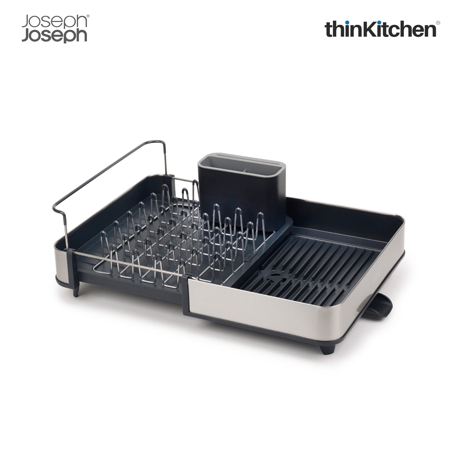 Joseph Joseph Extend Steel Dish Rack x Surface™ Large Sink Caddy  with Sponge Holder, Grey combo set - 3
