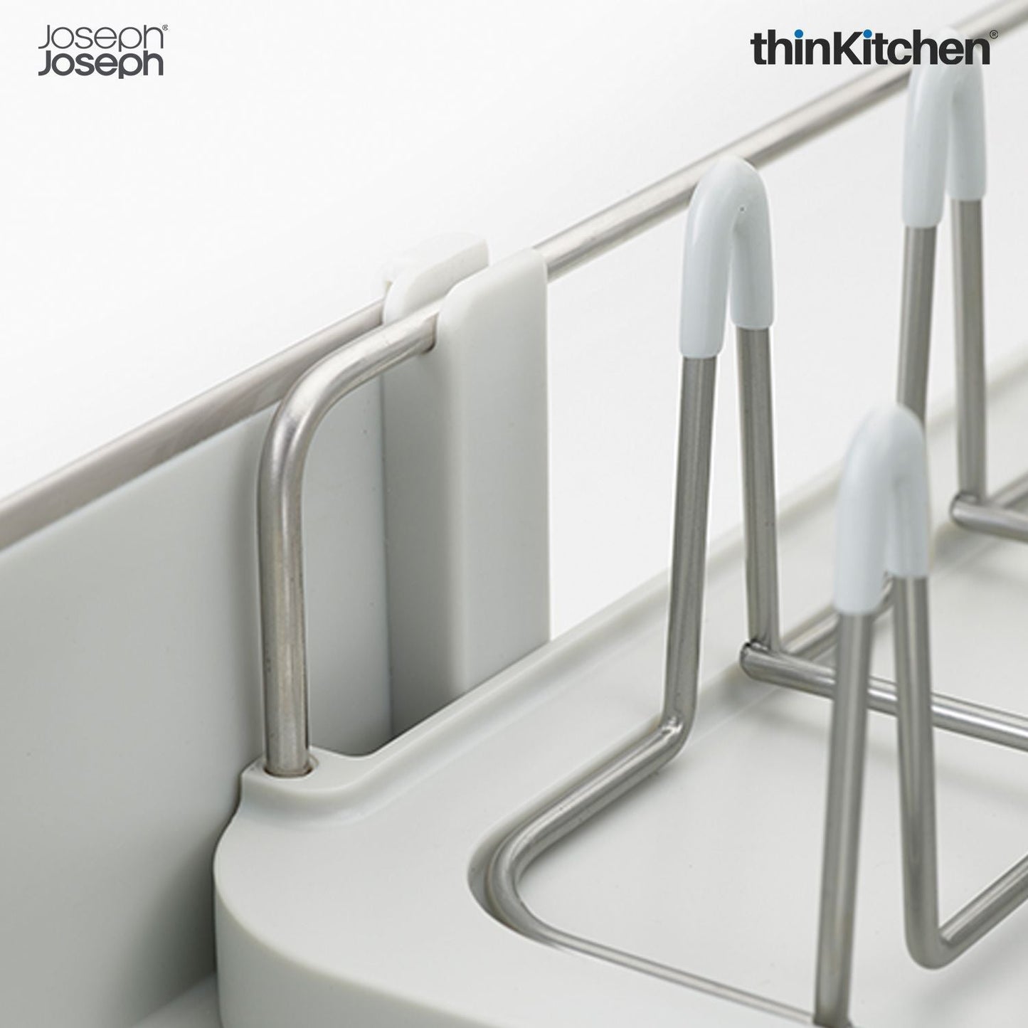 Joseph Joseph Extend™ Steel Expandable Dish Rack – Stone | Premium Kitchen Dish Drainer Rack with Spout, Cutlery Holder & Plate Organizer | Durable Stainless Steel Kitchen Drying Rack