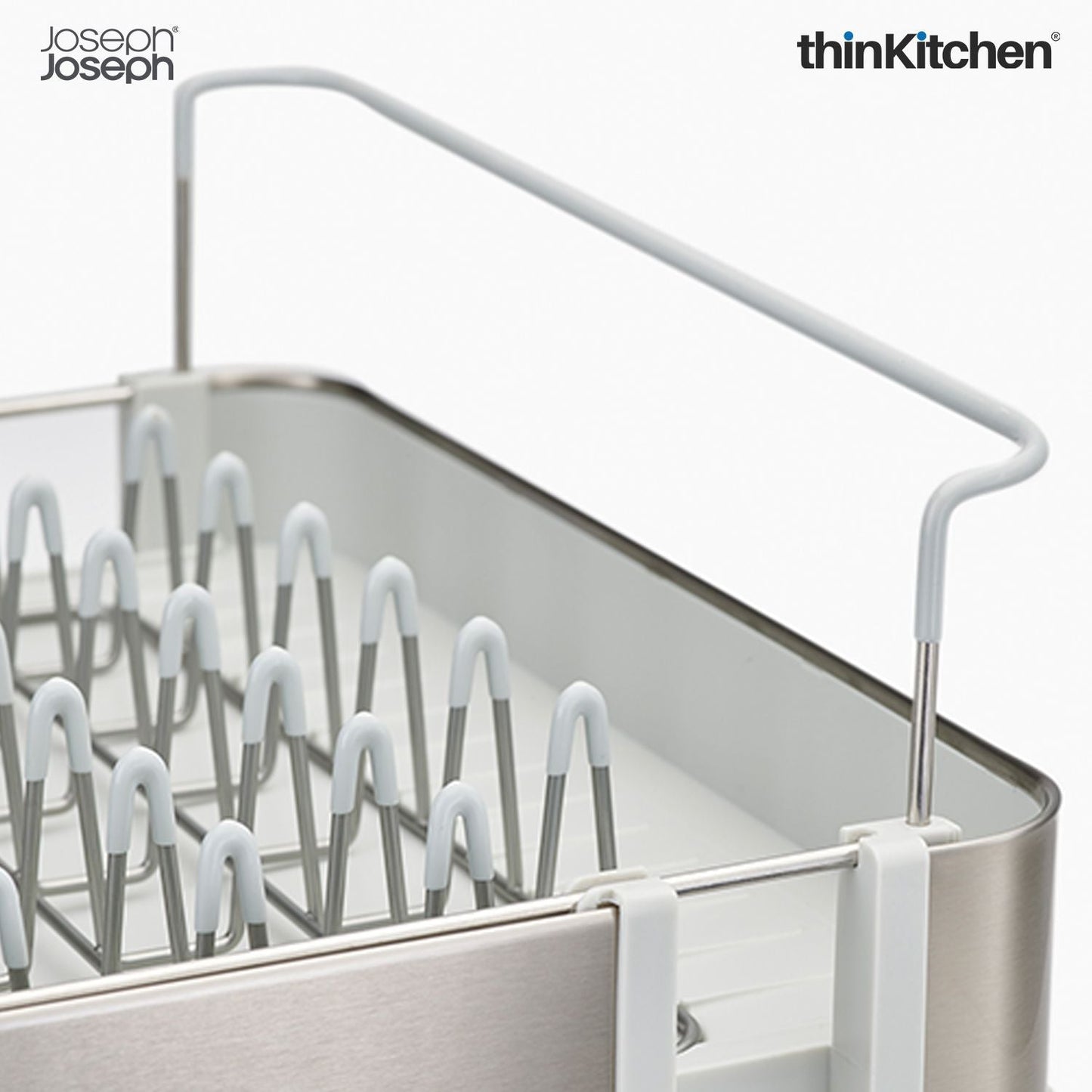 Joseph Joseph Extend™ Steel Expandable Dish Rack – Stone | Premium Kitchen Dish Drainer Rack with Spout, Cutlery Holder & Plate Organizer | Durable Stainless Steel Kitchen Drying Rack