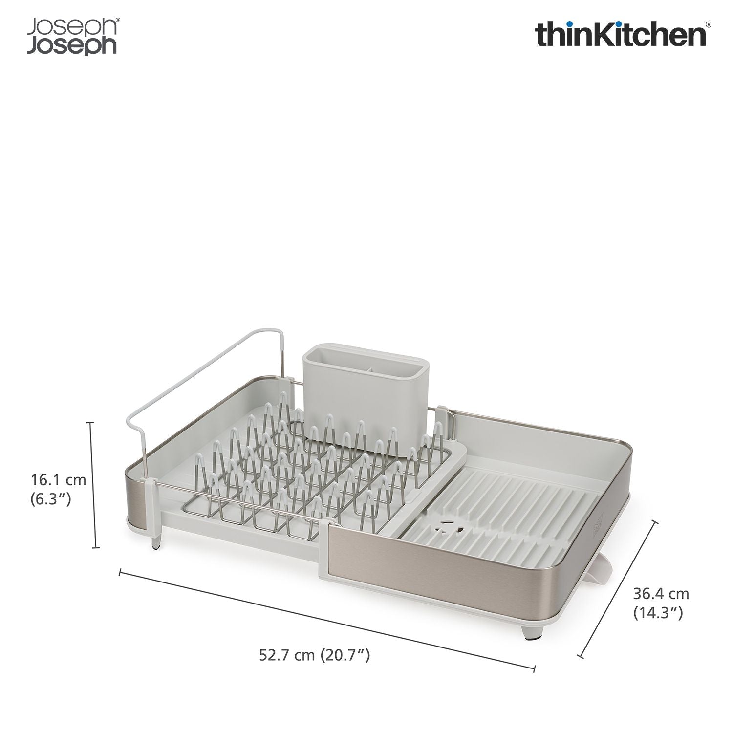 Joseph Joseph Extend™ Steel Expandable Dish Rack – Stone | Premium Kitchen Dish Drainer Rack with Spout, Cutlery Holder & Plate Organizer | Durable Stainless Steel Kitchen Drying Rack - 5