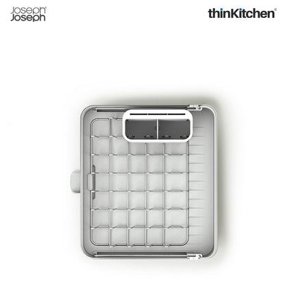 Joseph Joseph Extend™ Steel Expandable Dish Rack – Stone | Premium Kitchen Dish Drainer Rack with Spout, Cutlery Holder & Plate Organizer | Durable Stainless Steel Kitchen Drying Rack