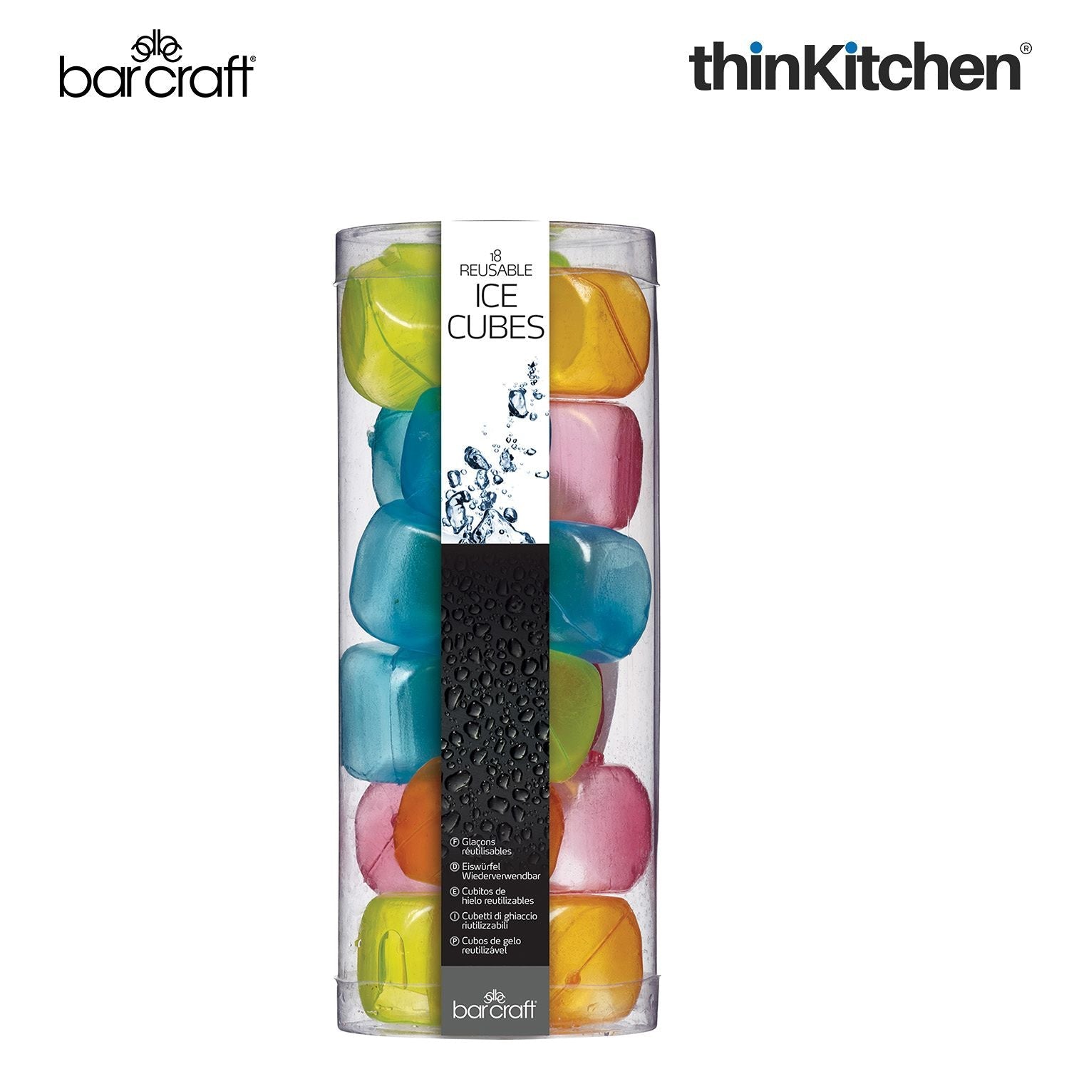 BarCraft Pack of 18 Reusable Ice Cubes - 7
