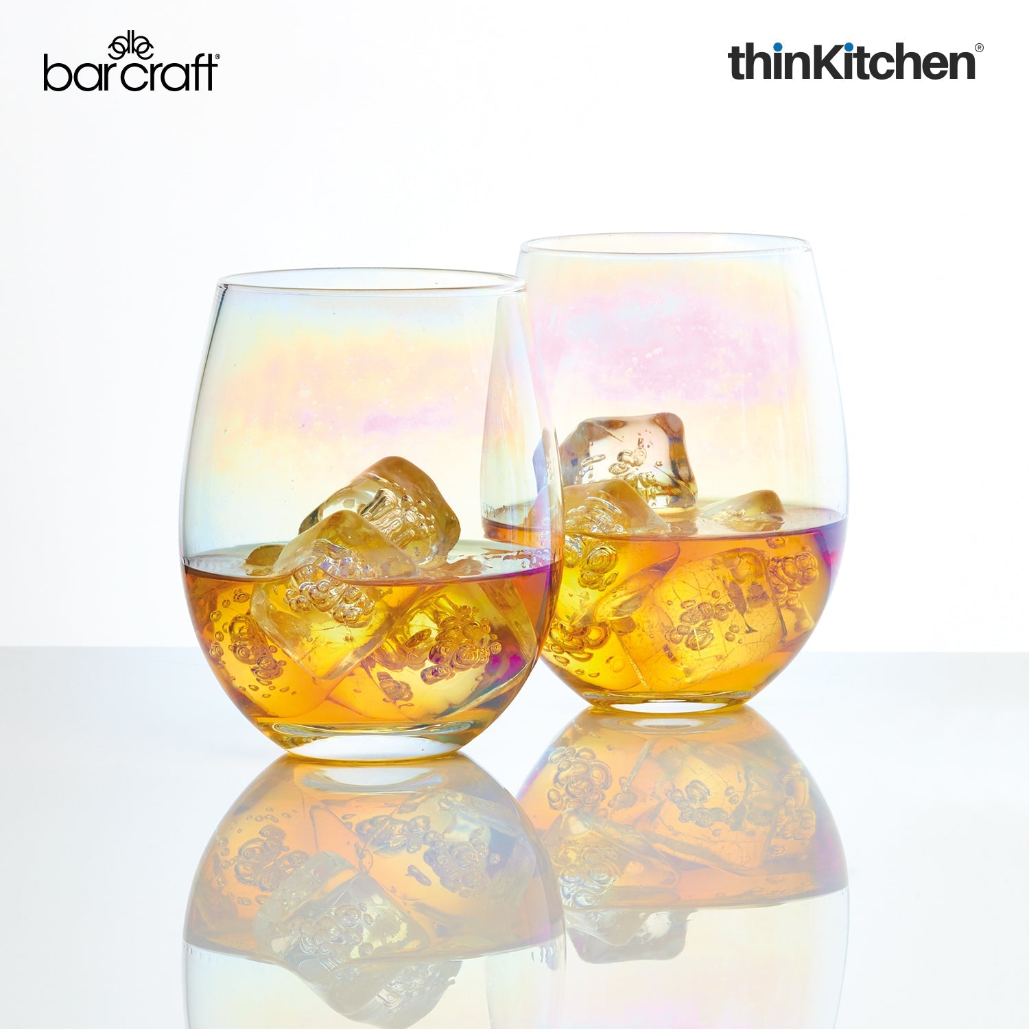 Barcraft Iridescent Glass Tumblers Set Of 2 600ml - 1