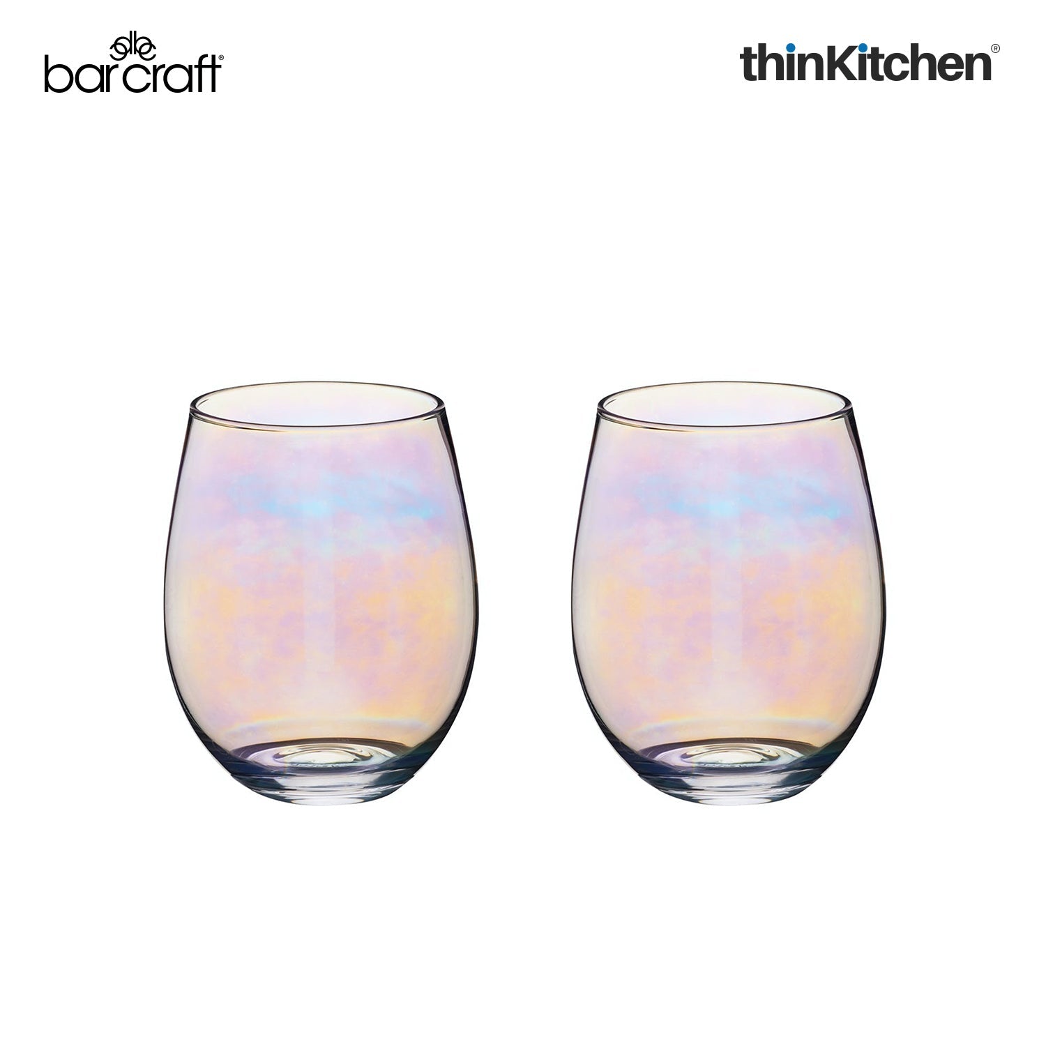 Barcraft Iridescent Glass Tumblers Set Of 2 600ml - 2