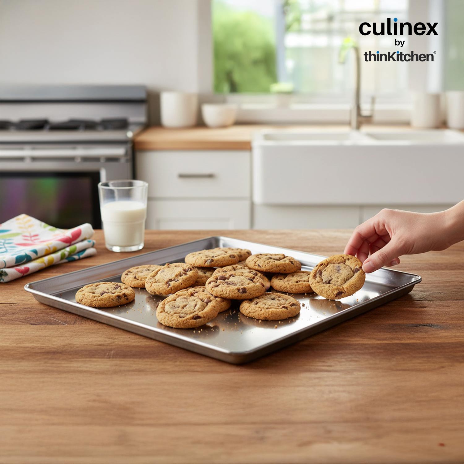 Culinex by thinKitchen Stainless Steel Cookie Sheet | Durable Baking Tray | Rust-Resistant & Easy to Clean | Perfect for Cookies, Biscuits, Pastries & More - 1