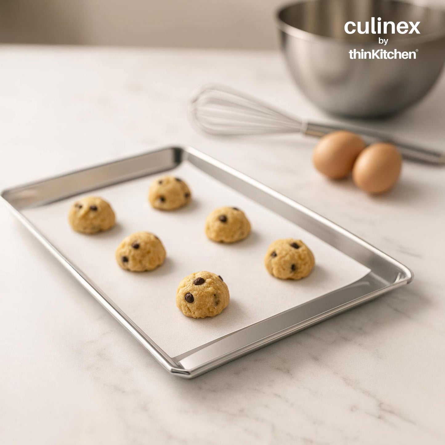 Culinex by thinKitchen Stainless Steel Cookie Sheet | Durable Baking Tray | Rust-Resistant & Easy to Clean | Perfect for Cookies, Biscuits, Pastries & More