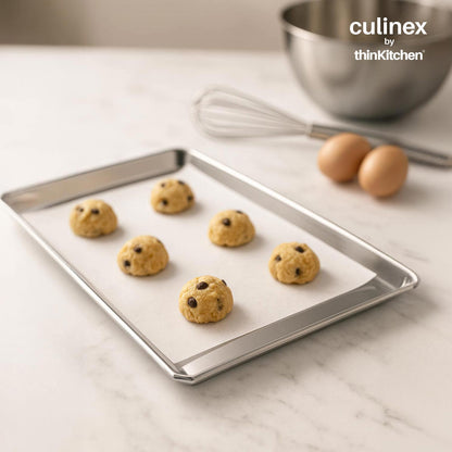 Culinex by thinKitchen Stainless Steel Cookie Sheet | Durable Baking Tray | Rust-Resistant & Easy to Clean | Perfect for Cookies, Biscuits, Pastries & More