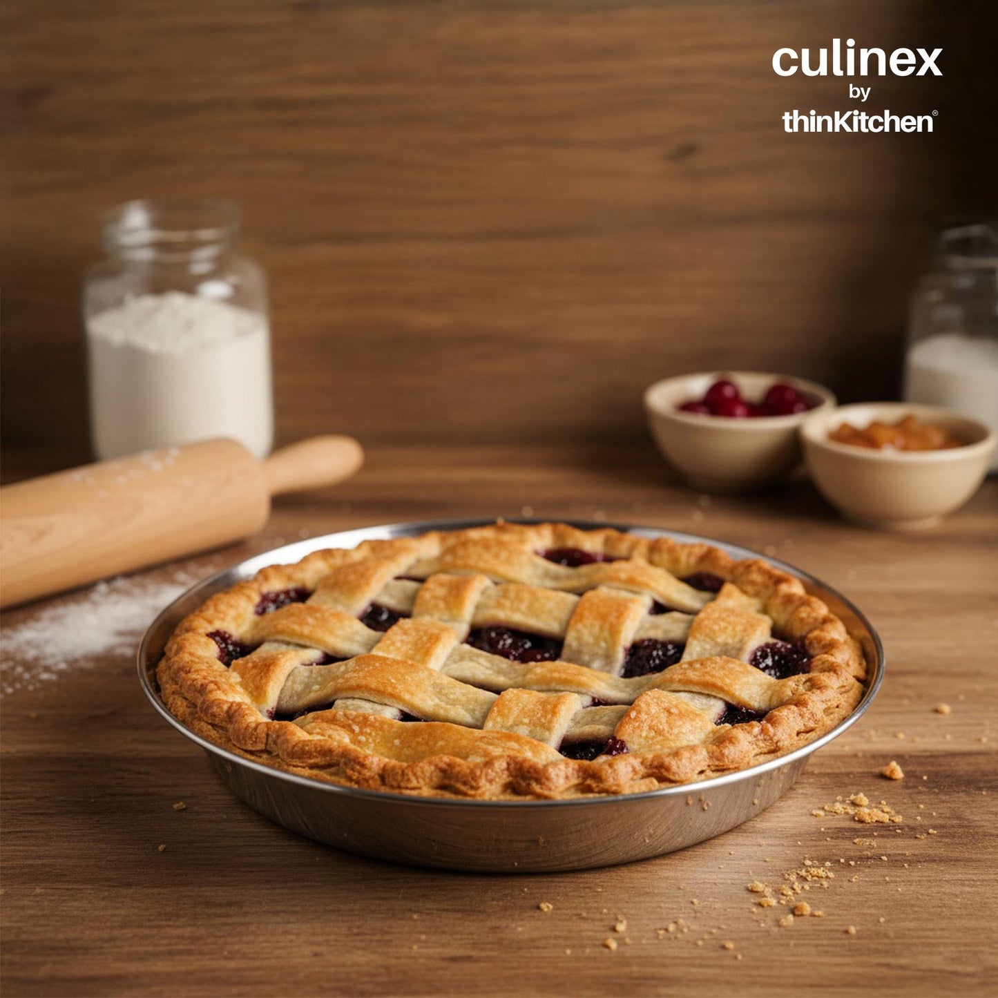 Culinex by thinKitchen Stainless Steel Pie Pan | Durable Round Baking Pan | Rust-Resistant & Easy to Clean | Ideal for Pies, Tarts, Quiches & More