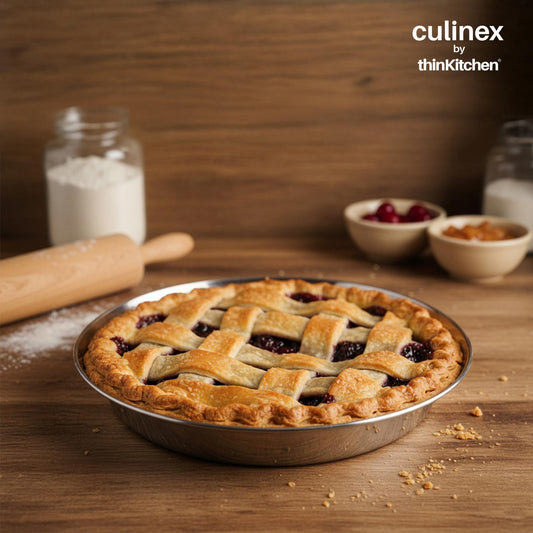 Culinex by thinKitchen Stainless Steel Pie Pan | Durable Round Baking Pan | Rust-Resistant & Easy to Clean | Ideal for Pies, Tarts, Quiches & More