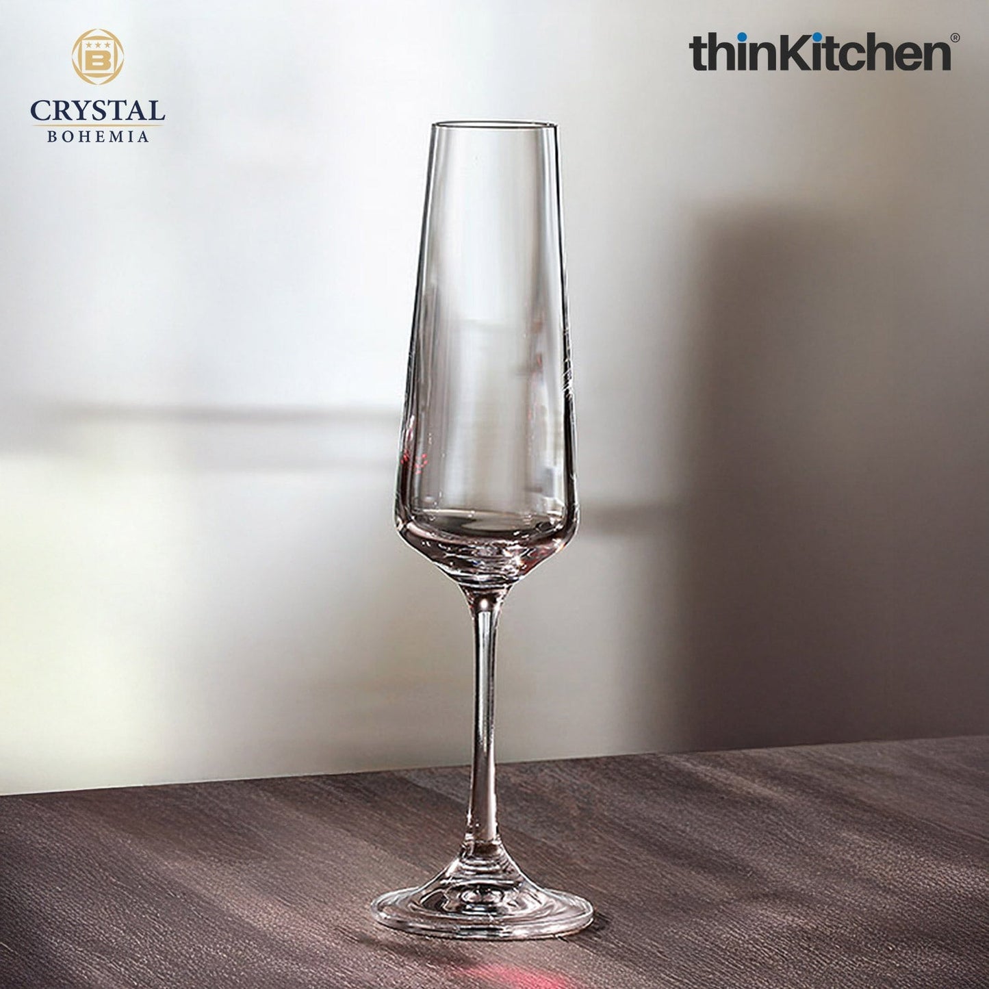 Crystal Bohemia CORVUS Champagne Flute Glasses, 160 ml, Set of 6 – Premium International Crystal Glassware | Luxury Stemware | Made in Czech Republic