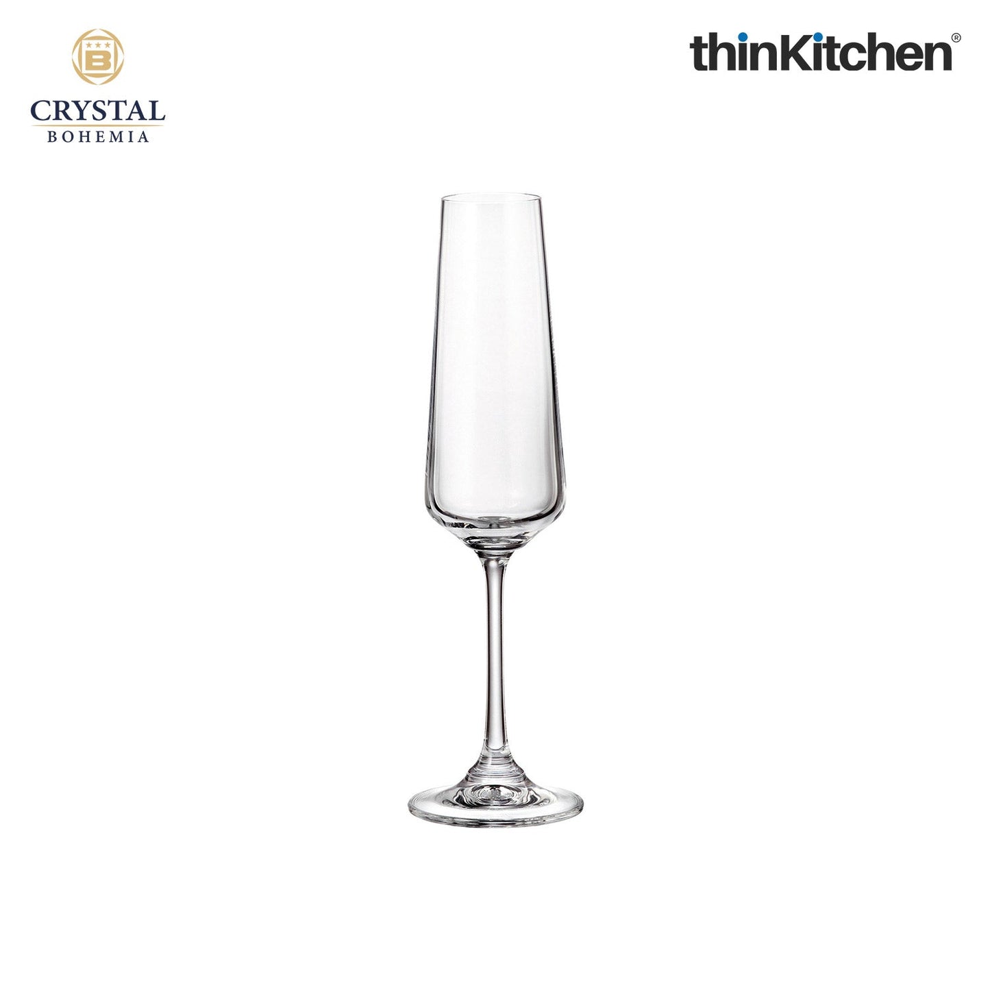 Crystal Bohemia CORVUS Champagne Flute Glasses, 160 ml, Set of 6 – Premium International Crystal Glassware | Luxury Stemware | Made in Czech Republic