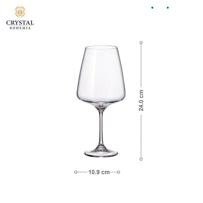 Crystal Bohemia CORVUS Red Wine Glass | 750 ml | Set of 6 | Luxury Czech Crystal Glassware | Premium International Stemware for Wine Connoisseurs | Made in Czech Republic