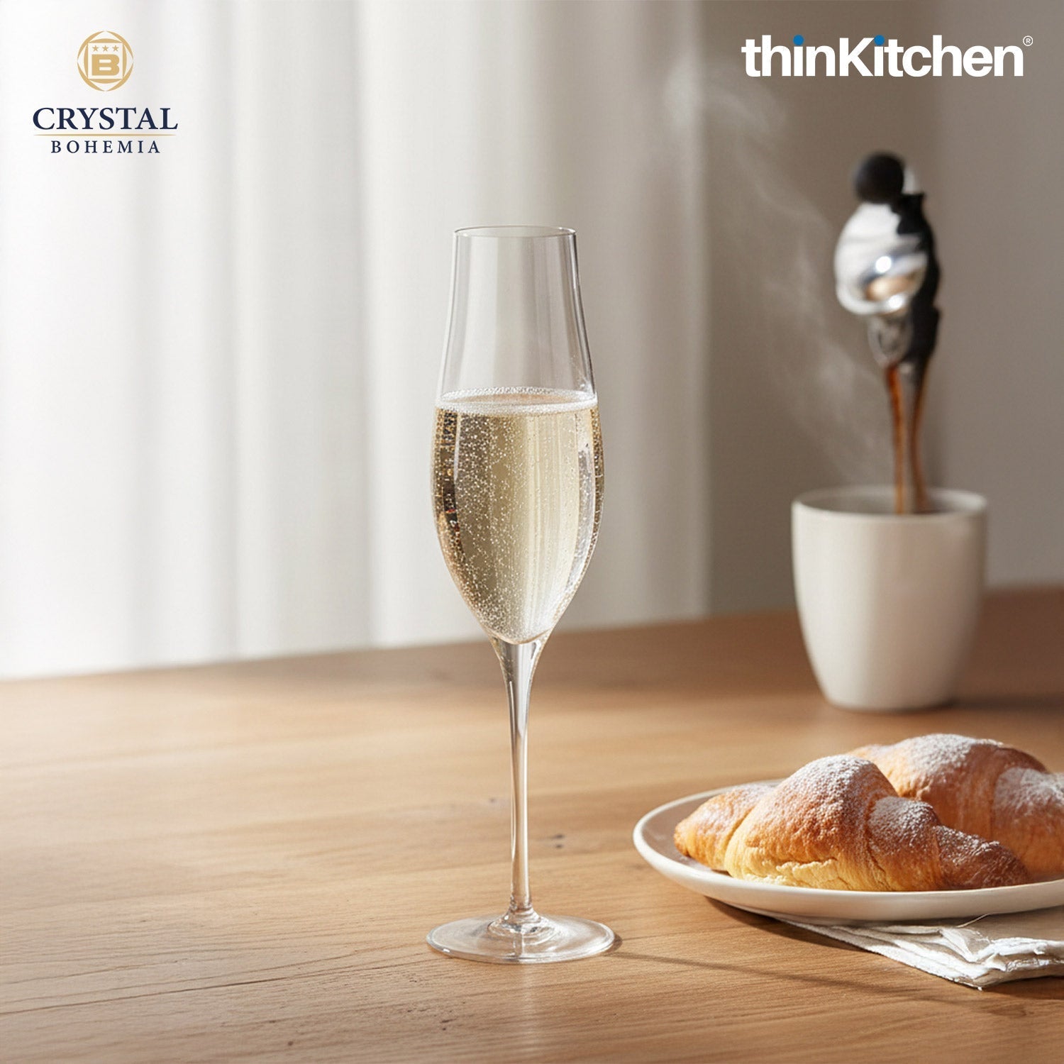 Crystal Bohemia LIMOSA Champagne Flute | 200 ml | Set of 6 | Premium Czech Crystal Glass | Elegant Sparkling Wine Glass | International Design | Made in Czech Republic - 1