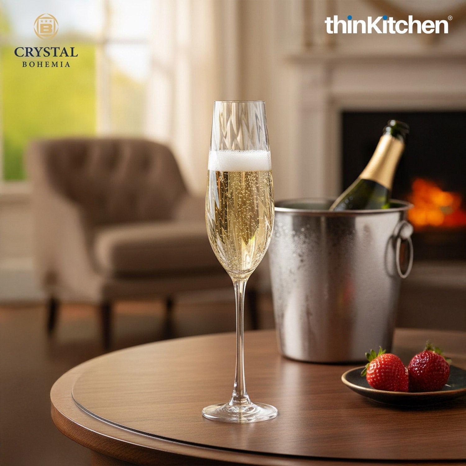 Crystal Bohemia Premium Champagne Flute – CORA – 260 ml, Set of 6 | International Crystalware | Elegant Champagne Glass Set | Made in Czech Republic - 2
