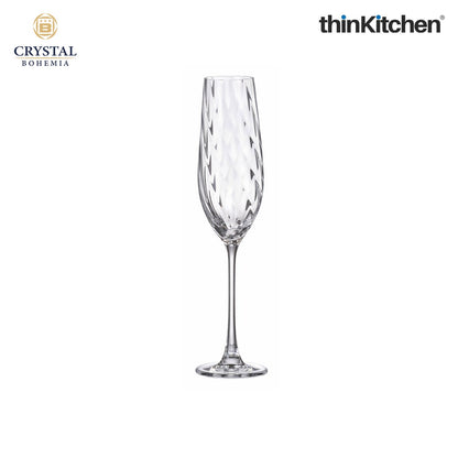 Crystal Bohemia Premium Champagne Flute – CORA – 260 ml, Set of 6 | International Crystalware | Elegant Champagne Glass Set | Made in Czech Republic