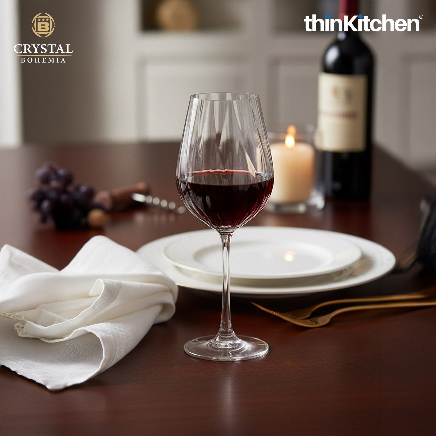 Crystal Bohemia Premium Red Wine Glass – CORA – 500 ml, Set of 6 | International Crystalware | Elegant Wine Glass Set | Made in Czech Republic - 1