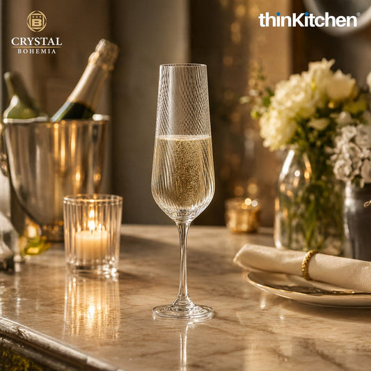 Premium 200ml x 6 Champagne Flute Glasses Set for Wine, Drinks, Cocktails, Mocktails
