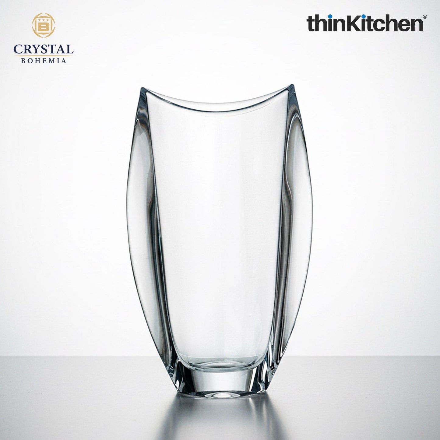 Crystal Bohemia Orbit “B” Vase, 30.5 cm | Premium International Decorative Glass Vase | Luxury Czech Crystalware | Made in Czech Republic