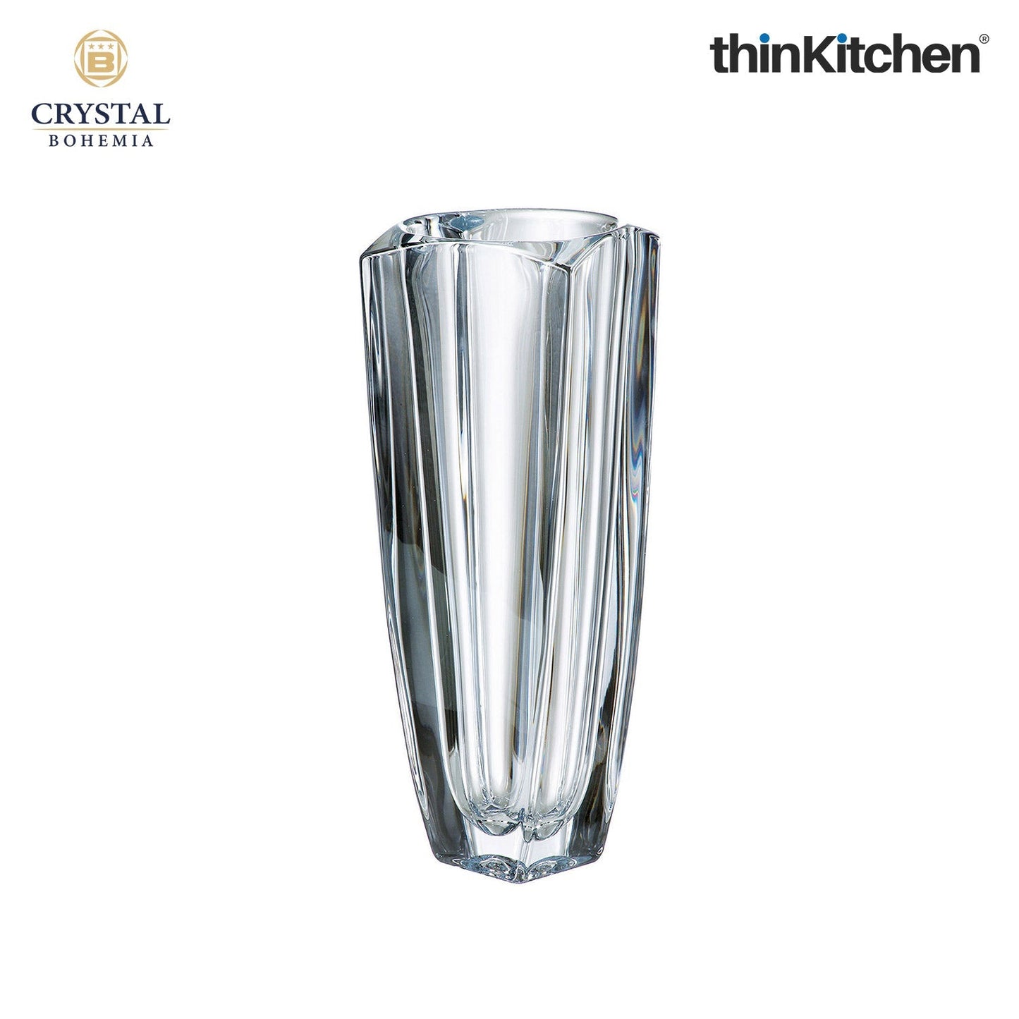 Crystal Bohemia AREZZO Premium International Glass Vase, 33 cm | Luxury Czech Crystalware | Elegant Home Décor Accent | Made in Czech Republic