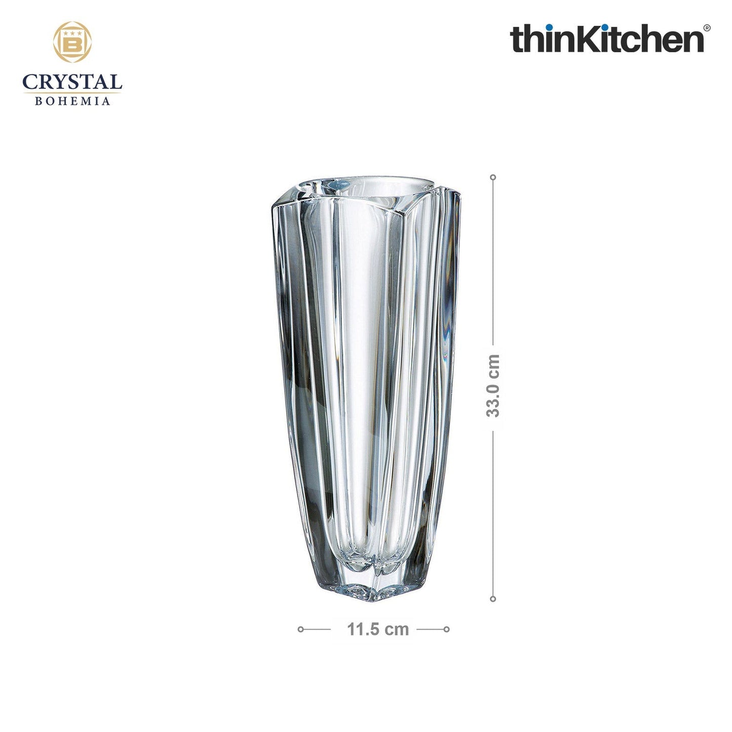 Crystal Bohemia AREZZO Premium International Glass Vase, 33 cm | Luxury Czech Crystalware | Elegant Home Décor Accent | Made in Czech Republic