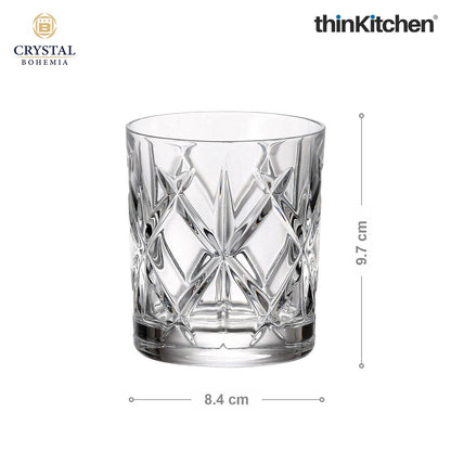 Crystal Bohemia Premium Whisky Glass – YORK – 320 ml Double Old Fashioned (DOF), Set of 6 | Luxury Czech Crystal Tumblers | International Crystalware | Made in Czech Republic