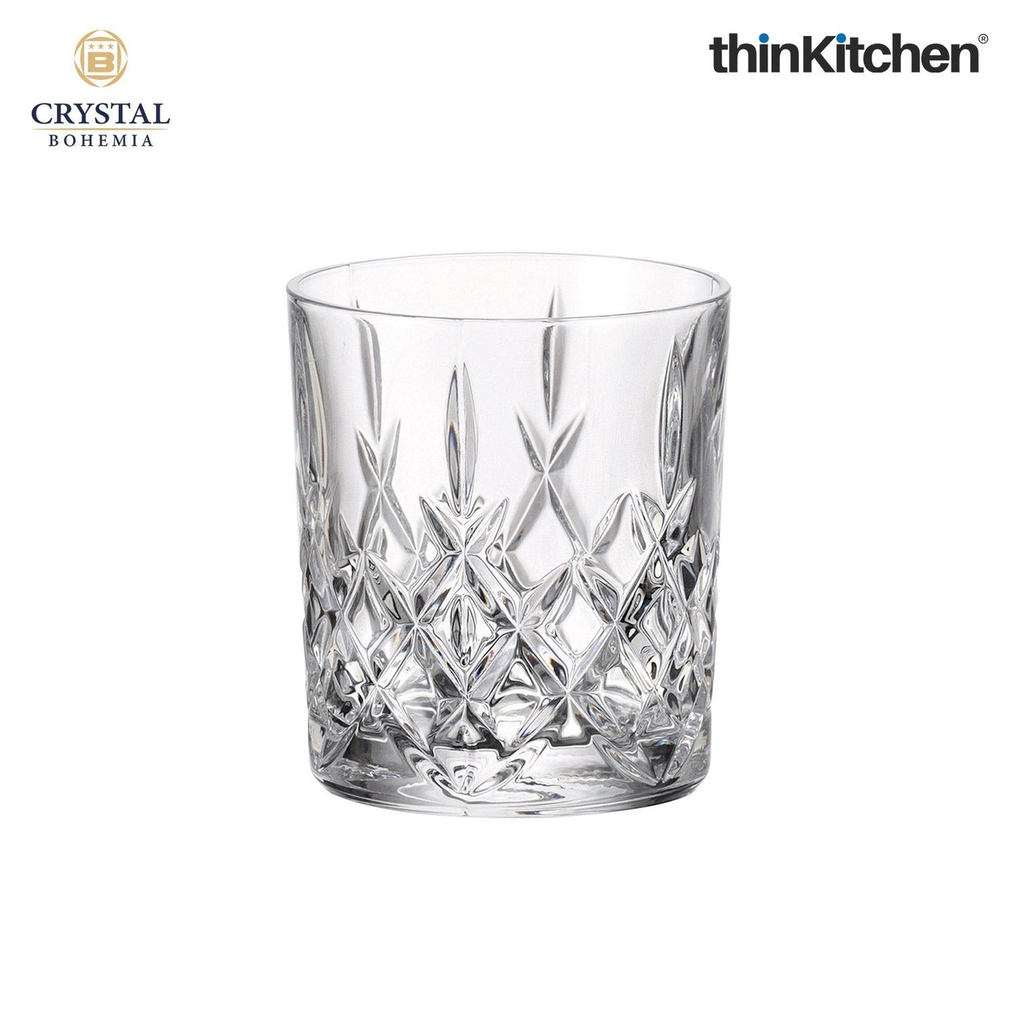 Crystal Bohemia Premium Whisky Glass – BRIXTON – 320 ml Double Old Fashioned (DOF), Set of 6 | Luxury Czech Crystal Tumblers | International Crystalware | Made in Czech Republic