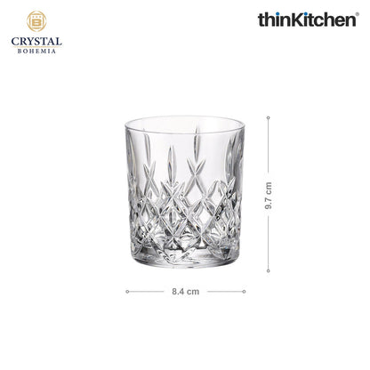 Crystal Bohemia Premium Whisky Glass – BRIXTON – 320 ml Double Old Fashioned (DOF), Set of 6 | Luxury Czech Crystal Tumblers | International Crystalware | Made in Czech Republic