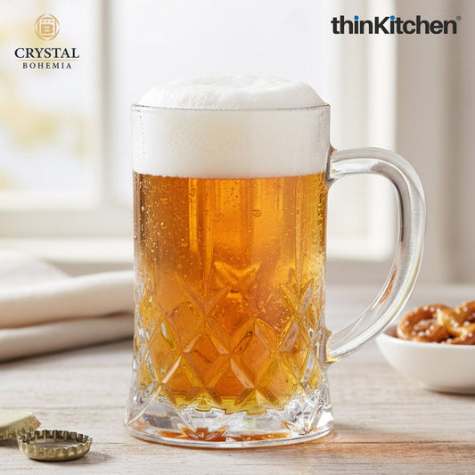 Crystal Bohemia BRIXTON Premium Beer Glass Mug | 500 ml | Czech Republic Heritage Barware | Thick Crystal Stein for Lager, Ale & Craft Beers | International Quality| Made in Czech Republic