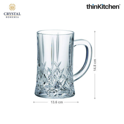 Crystal Bohemia BRIXTON Premium Beer Glass Mug | 500 ml | Czech Republic Heritage Barware | Thick Crystal Stein for Lager, Ale & Craft Beers | International Quality| Made in Czech Republic